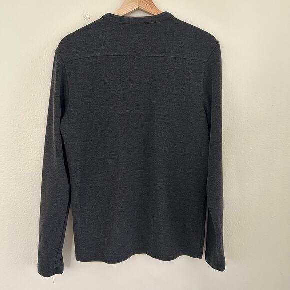 AllSaints Henley Shirt Pullover SZS Regular Fit Gray Long Sleeve Ribbed - Picture 2 of 10